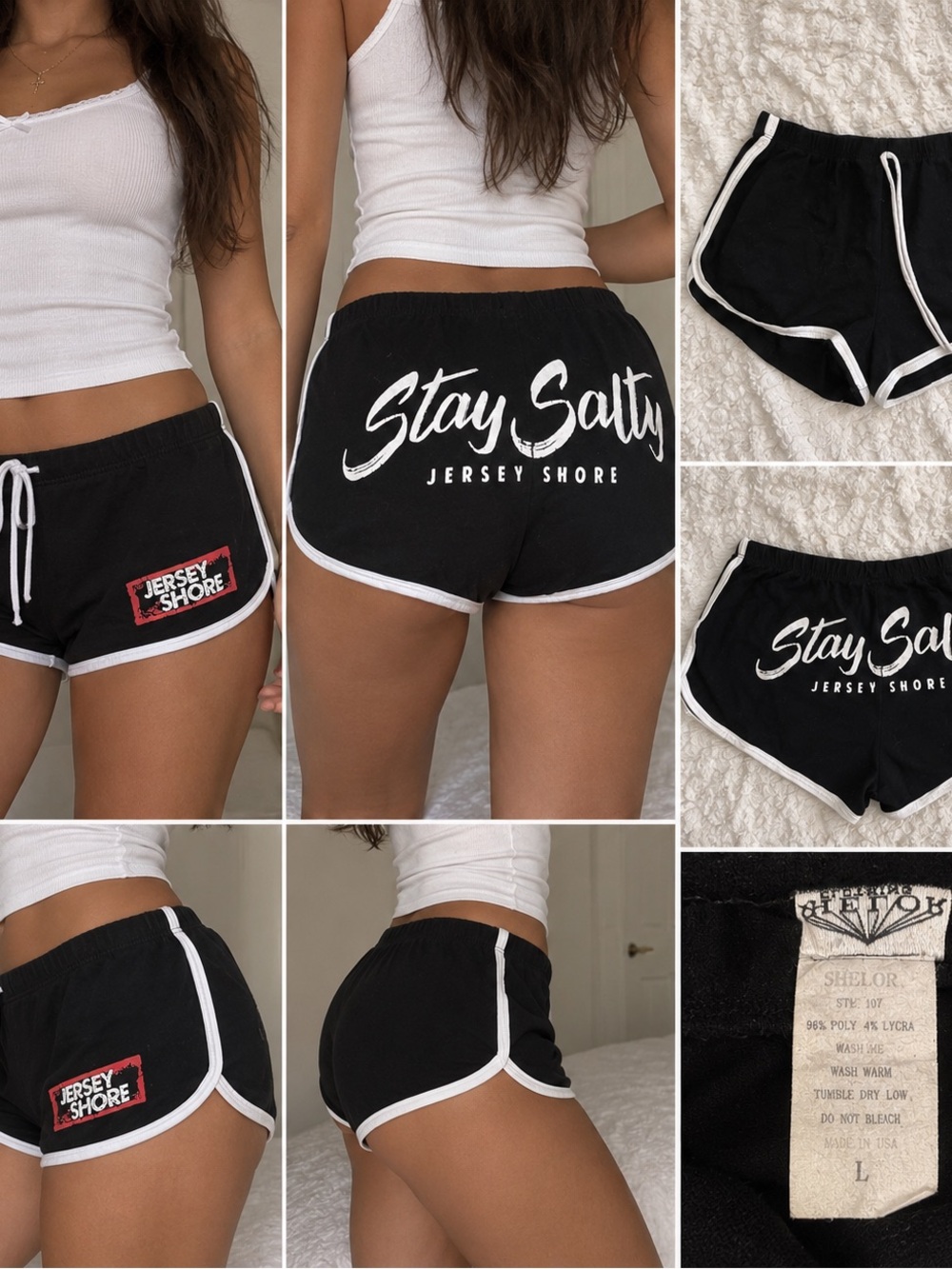 Stay Salty Jersey Shore Black Dolphin Shorts